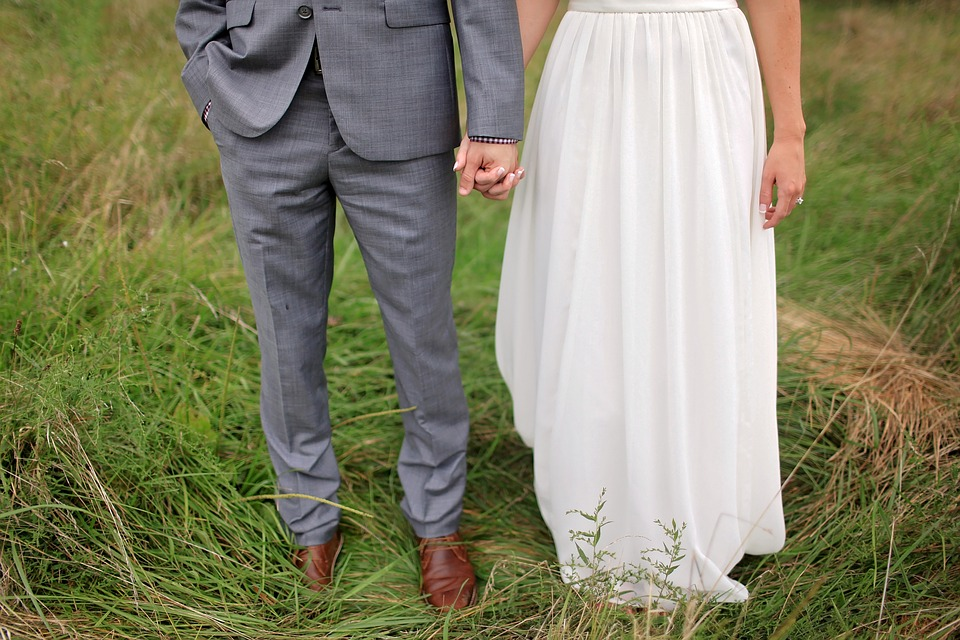 bride and groom legs