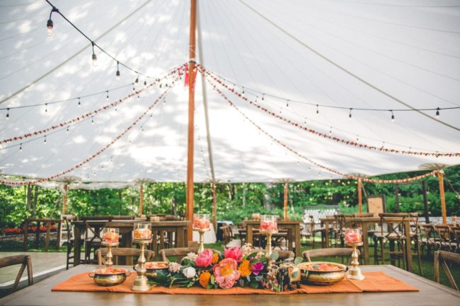 colorful backyard wedding