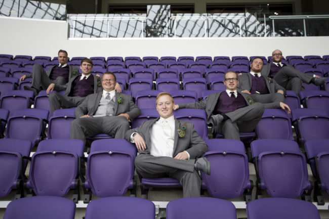 purple stadium wedding