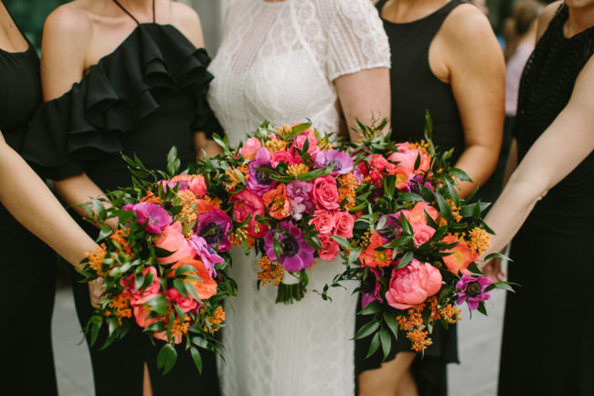 colorful downtown wedding