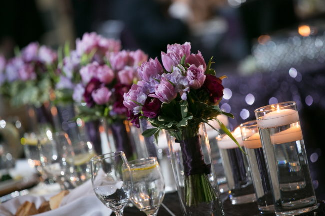 purple ballroom wedding