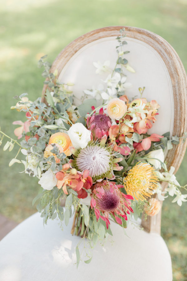 colorful oceanfront wedding