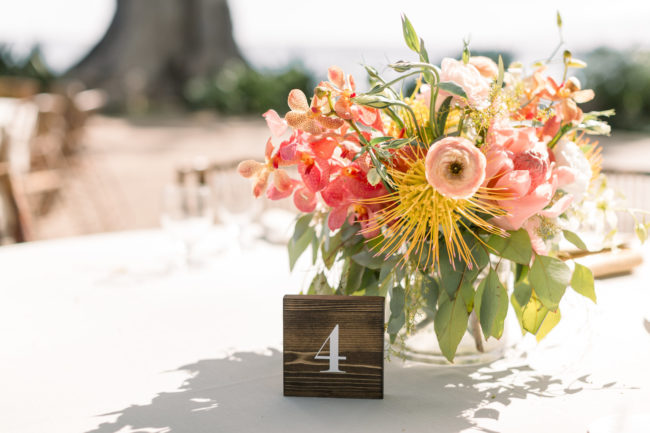 colorful oceanfront wedding