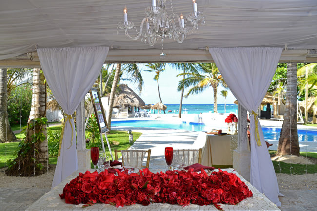 red beach wedding