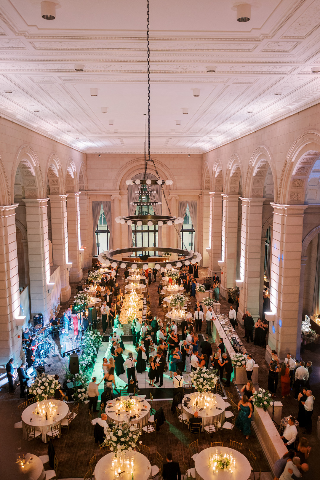 The Admiral Room set for the reception, seen from above