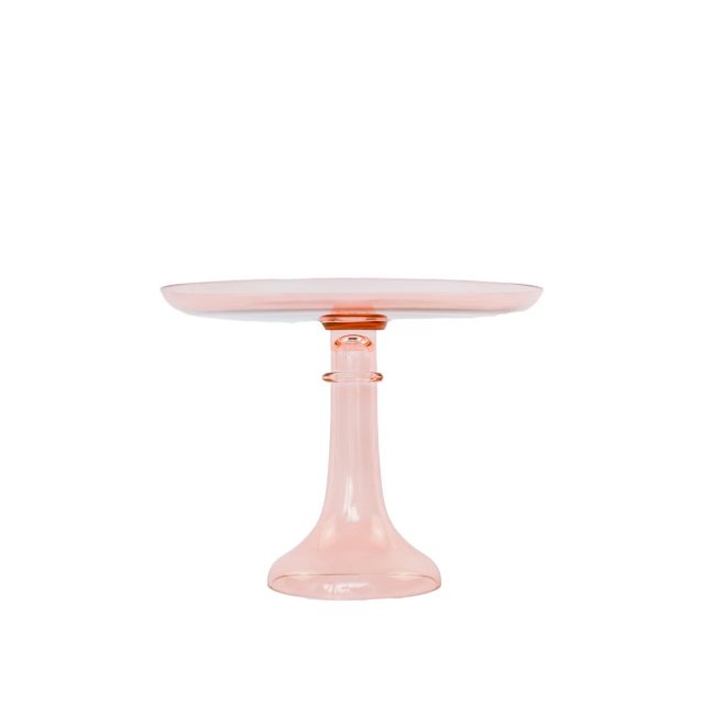 Anthropologie Estelle pale pink colored glass cake stand