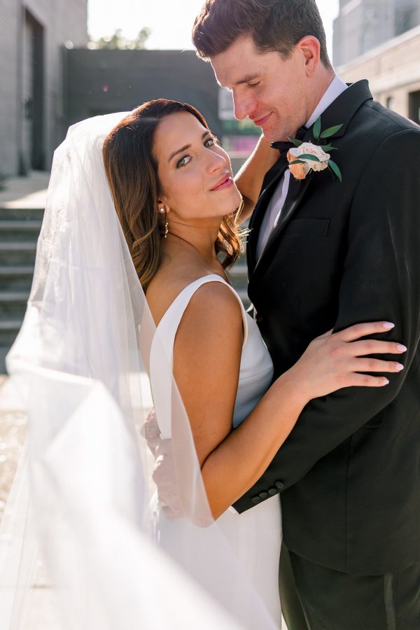 Close portrait of the bride and groom
