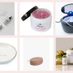 Ring cleaning and storage picks in a grid: a Mejuri care kit, Hagerty Jewel Clean, a Sharper Image ultrasonic cleaner, a kate spade ring dish, a Cuyana travel case and a Diamond Drunk cleaning set