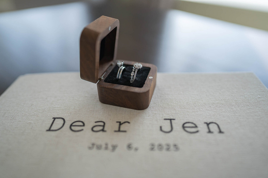 Ring box on a Dear Jen letter dated July 6, 2025