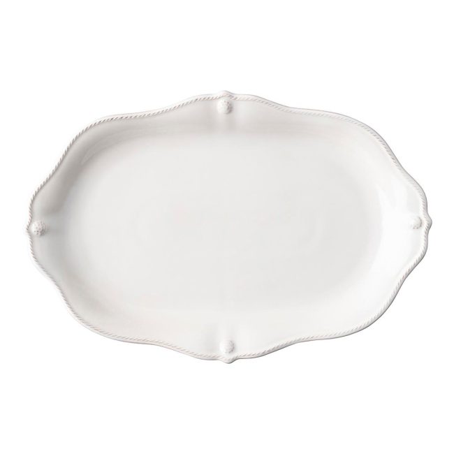 Juliska Berry & Thread 16-inch oval platter in whitewash with a scalloped edge