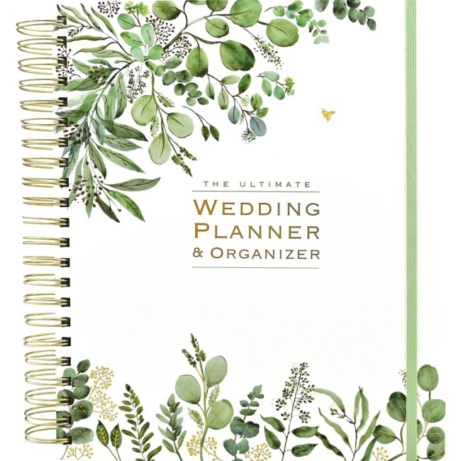 Peter Pauper Press Ultimate Wedding Planner and Organizer with a eucalyptus cover and wire-o binding